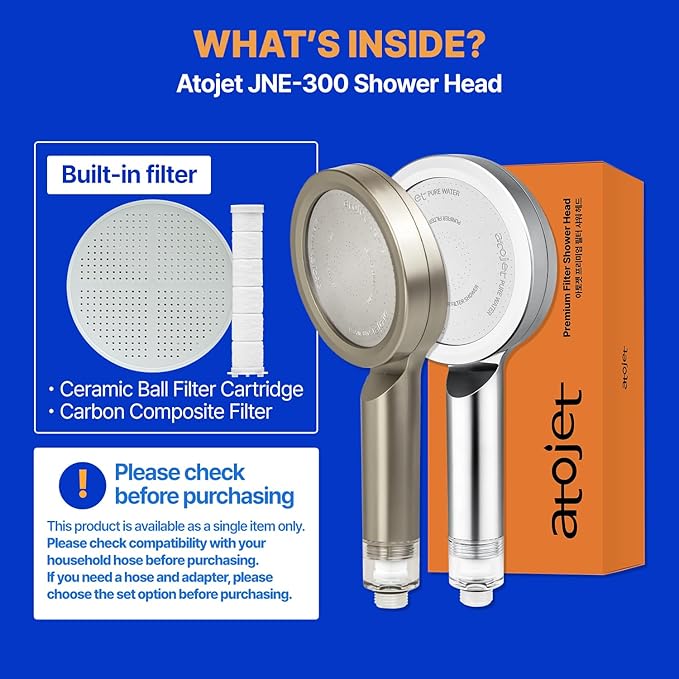 Premium Filtered Showerhead Crafted With Korea’s Luxury Beauty Culture – Pure Carbon Filters for Softer Skin & Smoother Hair | Carbon Composite Filter | Single Showerhead (JNE300N-SNG-1)
