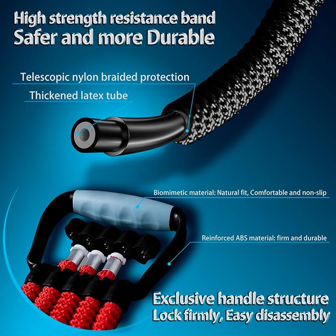 5-Level Chest Expander with Adjustable Resistance Bands, Exercise Band with Handle, Suitable for Men and Women of Different Strength Classes Fitness, Yoga, Training Home Gym Equipment-FlexoryFit