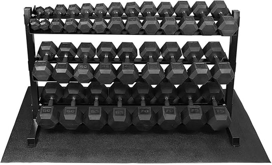 WF Athletic Supply Rubber Encased Hex Dumbbells with Rubber Grip Contoured Handle for Muscle Toning, Strength Building & Full Body Workout-FlexoryFit