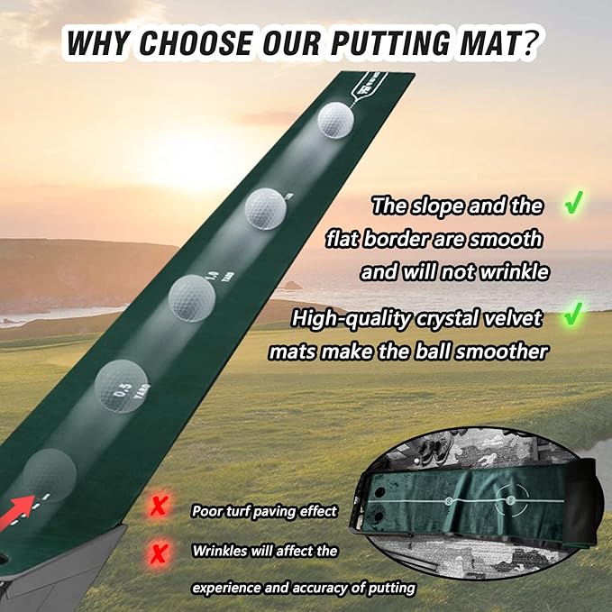 PGM Putting Green Indoor - Golf Mat With Electric Ball Return - Portable Putting Matt for Indoors - Practice Game for Home and Office - Gifts and Accessories for Men