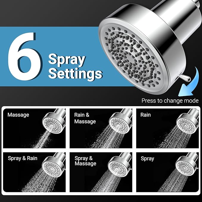 Filtered Shower Head for Hard Water – Removes Chlorine & Heavy Metals, 6 Mode - Image 6