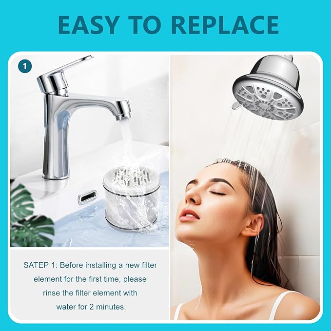 Shower Head Filter Replacement Cartridge for MakeFit Filtered Shower Head - H5H117 (4-PACK)