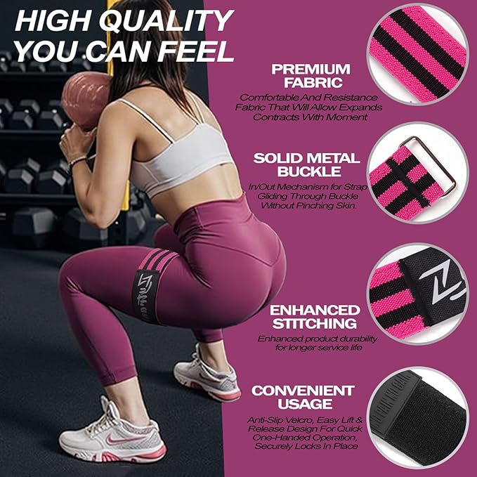 BFR Occlusion Bands for Women Legs Glutes Hip Building, Comfortable Elastic Booty Bands for Blood Flow Training Workouts Fast to Lift Your Butt,Squat,Thigh,Fitness-FlexoryFit