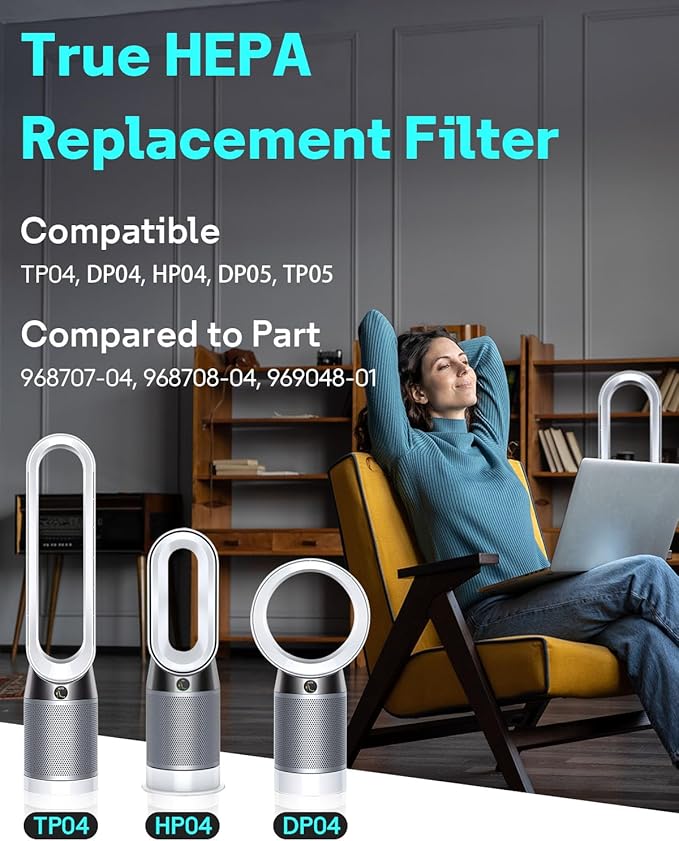 Leemone TP04 Filter Replacement Compatible with Dyson TP04 HP04 DP04 TP05 DP05 Air Purifier, 360° Combi Glass Filter & Activated Carbon Filter (Not for HP07,TP01,TP02,TP07,HP09)