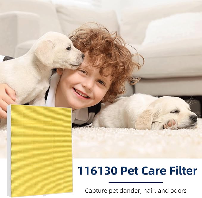 APPLIANCEMATES Upgraded 116130 HEPA Pet Care Filter H Replacement for Winix 5510 5520 Am80 Plasmawave Air Purifier, 3 Packs Ture HEPA Filter(Yellow)