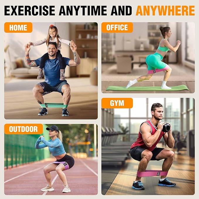 Fabric Resistance Bands for Working Out - Exercise Bands for Women and Men, Booty Bands for Legs and Glute, Yoga, Pilates, Rehab, Fitness and Home Workout-FlexoryFit