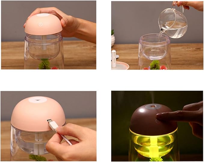 Micro Landscape Humidifier with Changing Led Light,Adjustable Mist Mode, Waterless Auto Shut-off,for Bedroom,Office,Car (yellow)