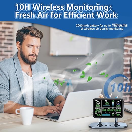 Air Quality Monitor Indoor,16 in 1 Smart Air Quality Monitor 6" Indoor Air Quality Meter VOC, AQI, HCHO, CO, Alarm, PM1.0, Temp, HUMI&CO2 PM2.5 Monitor,Indoor Air Quality Test for Home WiFi-Connect