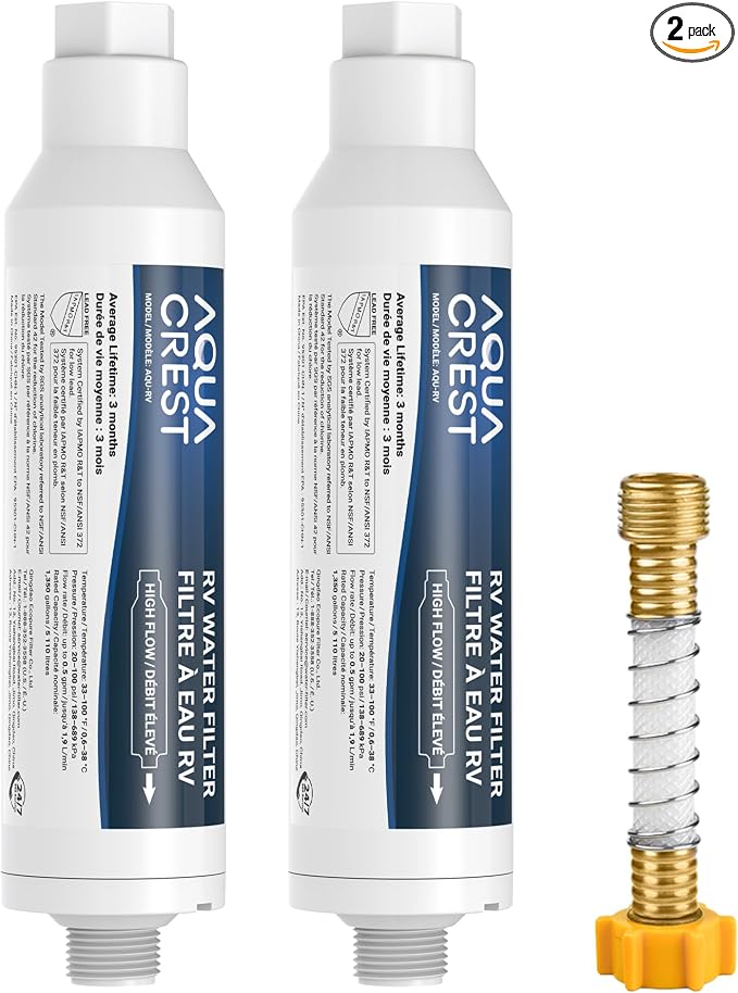 AQUA CREST RV Inline Hose Water Filter, Garden and Camper, NSF Certified by AQUACREST