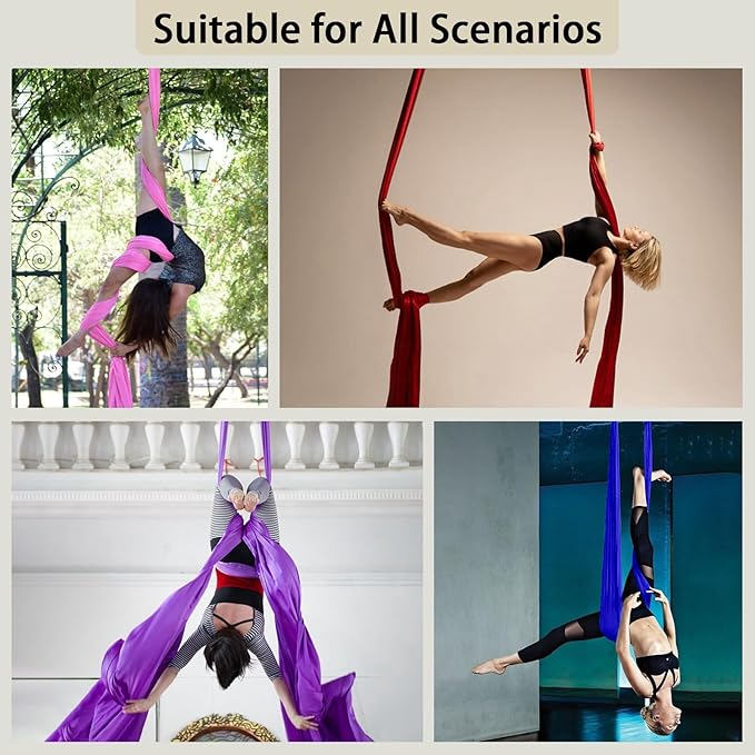 15/25 Yards Aerial Silk Professional Indoor Aerial Yoga Hammock Fabric Outdoor Fitness Silk for Dance, Circus Training, Home Gym-FlexoryFit
