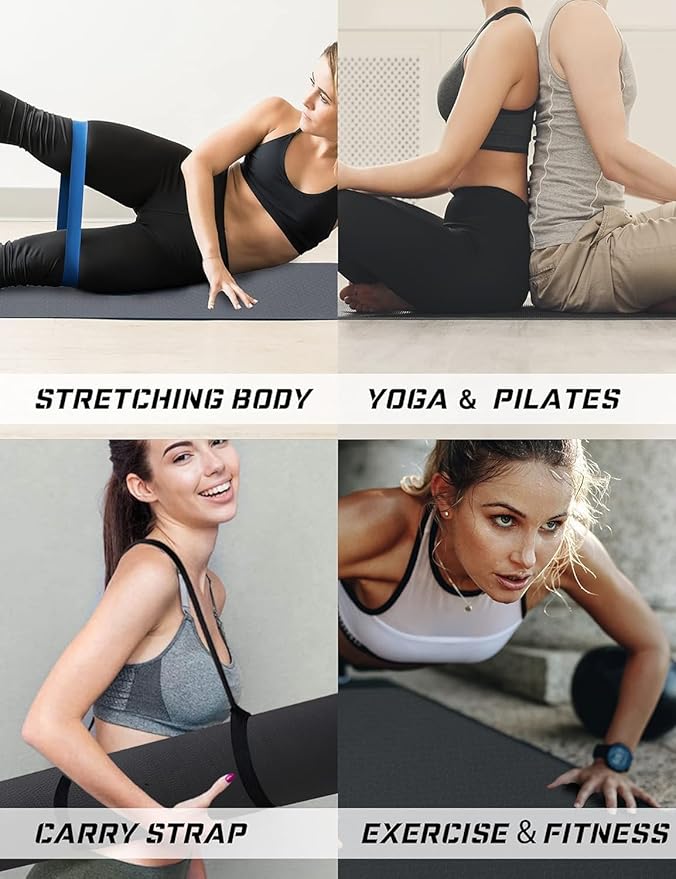 Yoga Mat Double-Sided Non Slip, 72'' x 32'' x 7mm - Extra Wide & Thick Yoga Mat for Women Men Kids, Professional TPE Yoga Mats for Home Workout, Yoga, Pilates and Floor Exercise, with Carrier Strap-FlexoryFit