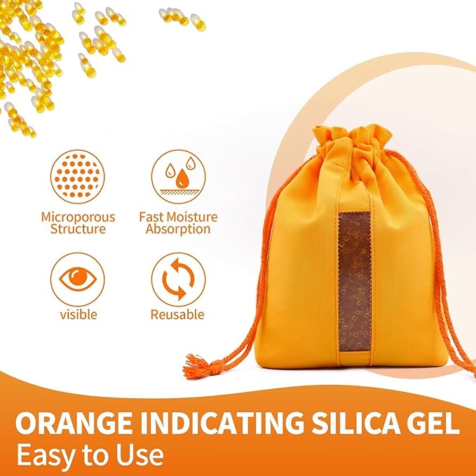 2X 1000 Gram Reachargeable Silica Gel Beads with 2 Cloth Bags, Indicating Moisture Absorber Desiccant Packs for Storage