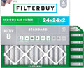 Filterbuy 24x24x2 Air Filter MERV 8 (MPR 700) Dust Defense Replacement (6-Pack), Electrostatic Pleated HVAC AC Furnace Filters, Made in USA (Actual Size: 23.38 x 23.38 x 1.75)