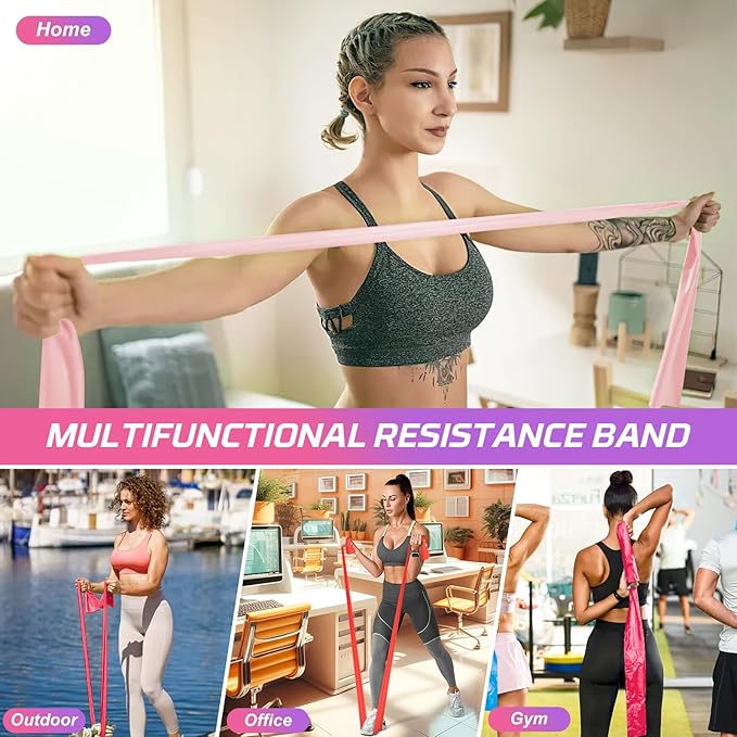 5 Pcs Resistance Bands, Professional Exercise Bands Elastic Stretch Bands for Fitness Yoga Pilates Stretching Strength Training, Workout Bands for Women and Men Home Gym-FlexoryFit