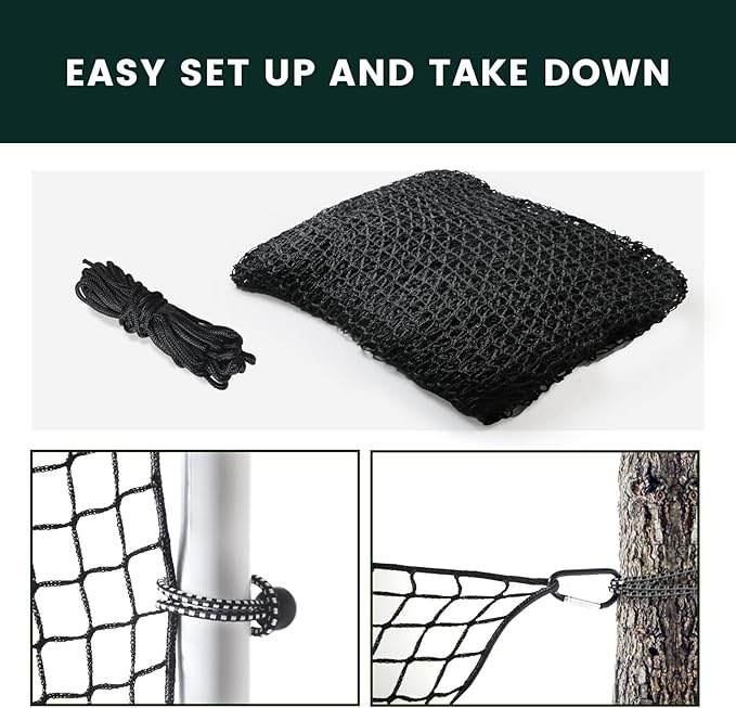 Sports Netting,Hitting Net with 33Feet Nylon Rope for Golf, Baseball, Hockey, Soccer, LAX and More