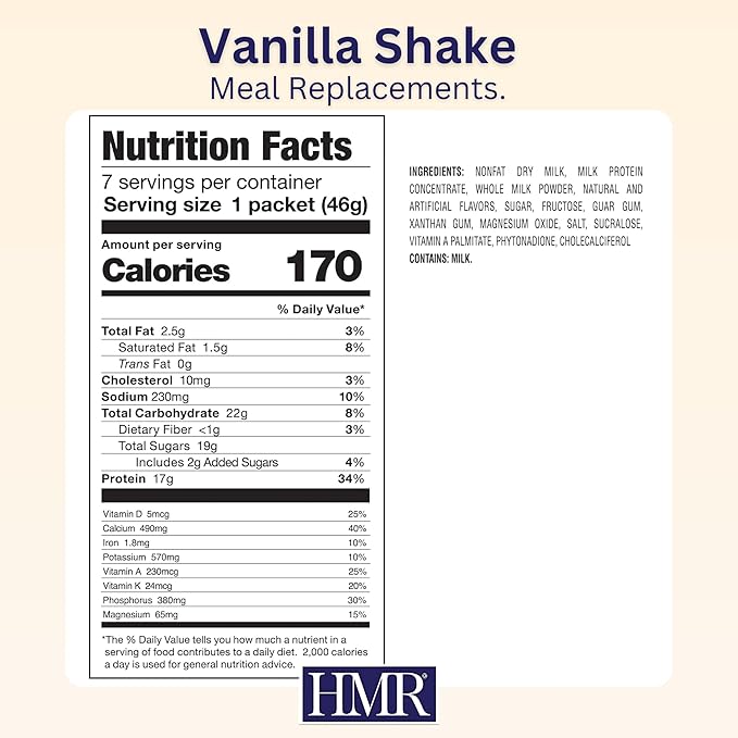 HMR 800 Shake Meal Replacement Mix | Vanilla Shake Powder to Support Healthy Weight Loss | 17g of Protein | Easy to Make | Low Calorie Food | Triple Pack, 7 Servings-FlexoryFit