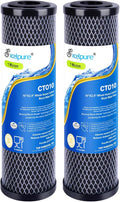 1 Micron 10" x 2.5" Whole House CTO Carbon Water Filter Cartridge Replacement for Home Countertop System, Dupont WFPFC8002, WFPFC9001, FXWTC, SCWH-5, WHEF-WHWC, WHCF-WHWC, CTO10, T01, 2PACK