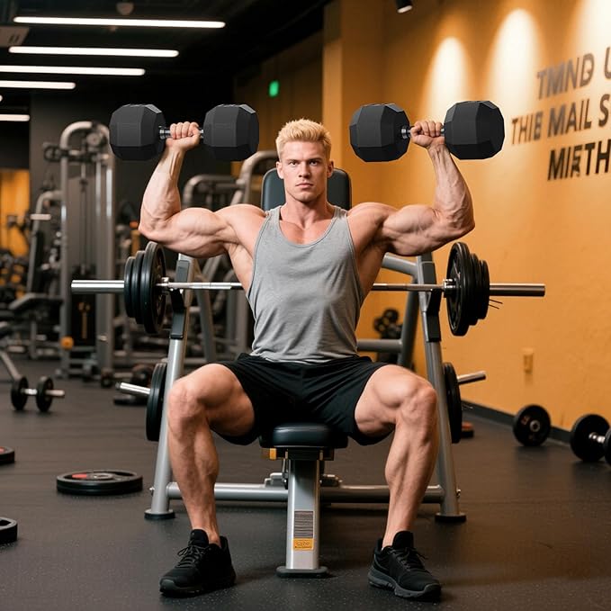 Rubber Coated Hex Dumbbell Weight Set, Multiple Sizes Exercise & Fitness Dumbbells,100LB Set,110LB Set,200LB,350LB,450LB,550LB, 35-50Lbs Pairs for Muscle Toning, Strength Building & Full Body Workout-FlexoryFit