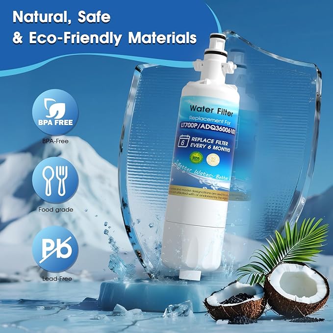 ADQ36006101 Water Filter Replacement for LG® LT700P, ADQ36006102,ADQ36006101- s, Kenmore® 9690, 469690, 46-9690, RWF1200A, RWF1052, LFXS29766S, LFX31925ST, LFX28968ST, LFXC24726S 1PACK