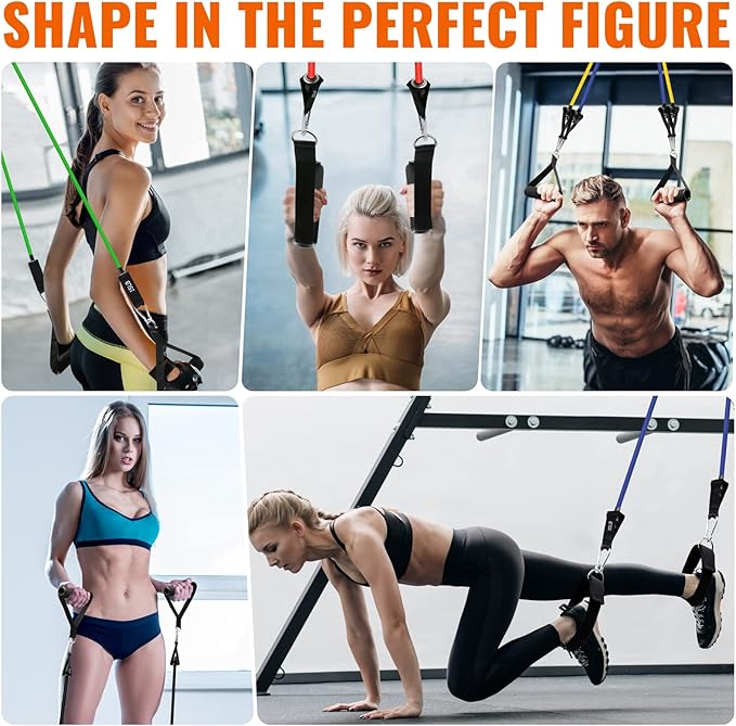 Aihoye Resistance Bands for Working Out, Exercise Bands with Handles, Stretch Bands for Exercise, Workout Bands with Door Anchors for Physical Therapy & Strength Training-FlexoryFit