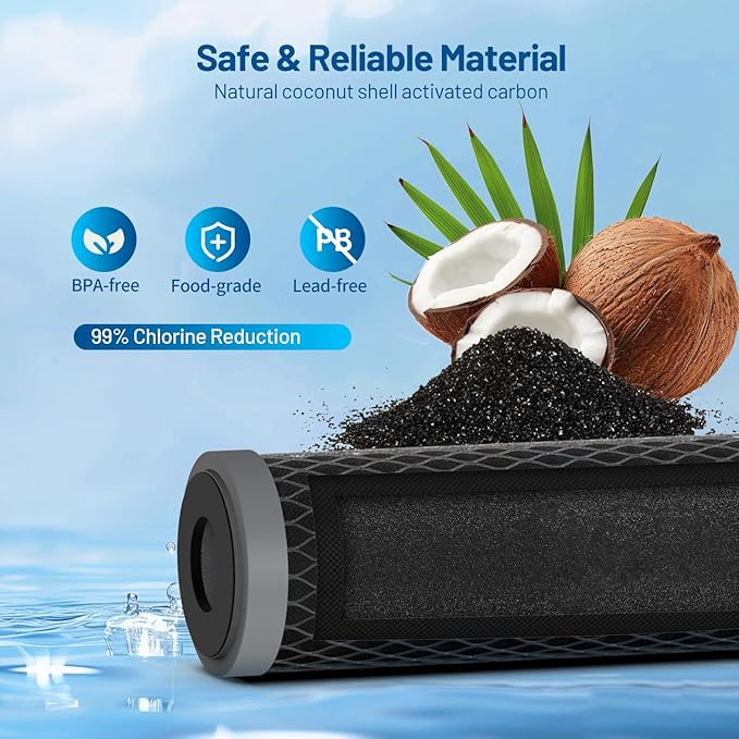 5 Micron 10" x 2.5" Whole House CTO Carbon Block Water Filter Cartridge Replacement for SCWH-5, AO-WH-PRE-RCP2, WHKF-WHWC, FXWTC, FX12P, WFPFC8002, WFPFC9001, 3WH-STDCW-F02, W5CIP (Pack of 4)