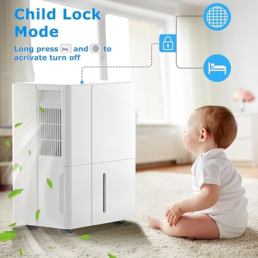 ZAFRO Multi-Function Dehumidifier for Areas up to 2500 Sq Ft with Drain，Max 55 Pints，Dry Clothes mode, Washable Filter Portable Dehumidifier for Large Room, Bathroom, Bedroom Basement, Garage