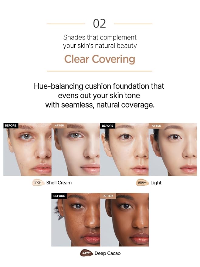 JUNG SAEM MOOL Essential Skin Nuder Cushion 25N Bronze 0.49 Fl Oz, No Refill, Natural Radiant Finish Cushion Foundation with Buildable Coverage, Lightweight Texture, Korean Foundation Makeup-FlexoryFit