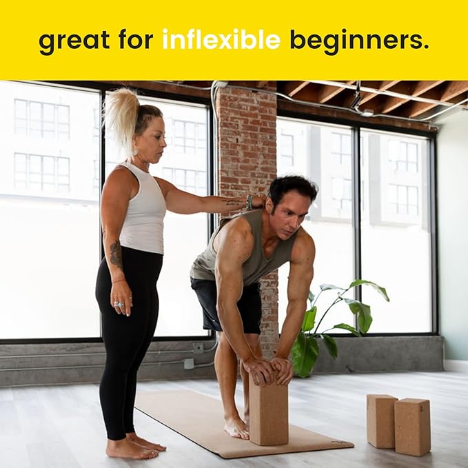 Premium Cork Yoga Blocks - Extra Large Yoga Block 2-Pack or Extra Tall 1-Pack for Inflexible Yogis | Natural, High-Density Cork for Superior Support & Stability | Optional Yoga Strap & Gift Box-FlexoryFit