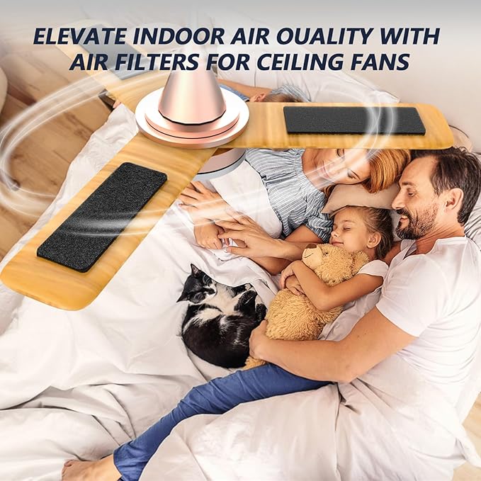 Ceiling Fan Filters for Blades, 15Pcs Activated Coconut Shell Carbon Ceiling Fan Air Purifier Pads, Easily Sticks Unscented Air Filters for Common Household Contaminants