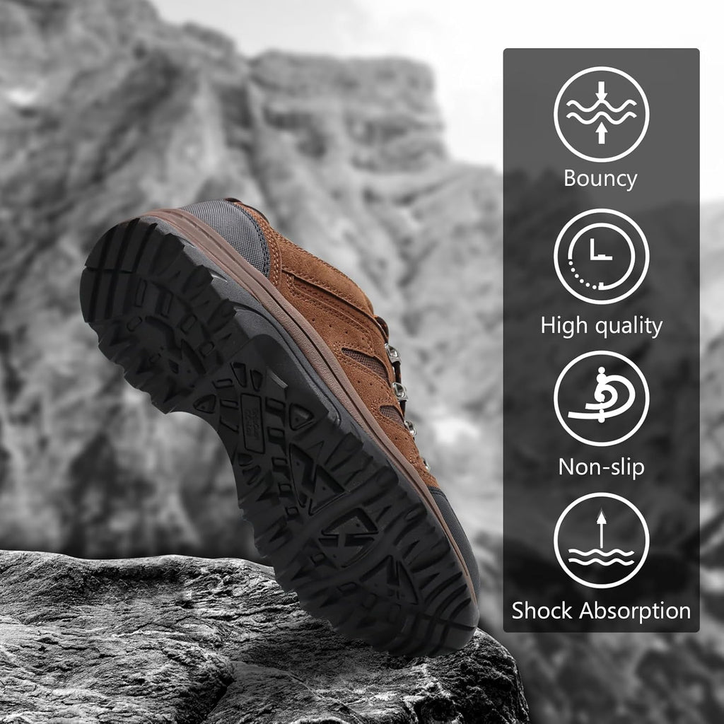 CC-Los Men's Waterproof Hiking Shoes Outdoor Comfortable Trekking Shoe Lightweight Working Sneaker