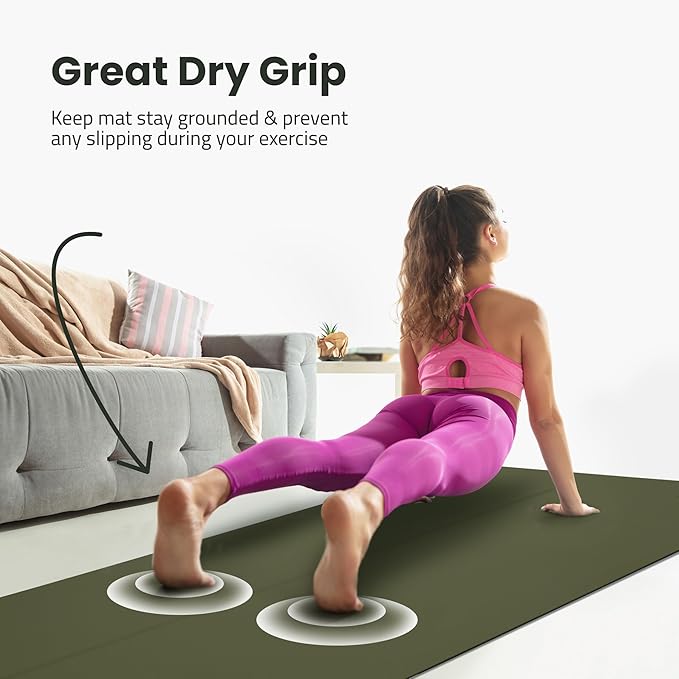 Extra Wide Yoga Mat for Men Women (72"L x 36"W) Non Slip Fitness & Exercise Mat with Alignment Marks for Yoga, Pilates, Floor Workouts-FlexoryFit