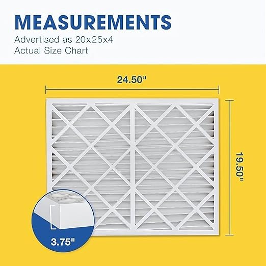 Aerostar 20x25x4 MERV 11 Air Filter, 4 Pack Set of HVAC Furnace Filters, Electrostatic MPR 1000-1200 & FPR 7 (Actual Size: 19 1/2 x 24 1/2 x 3 3/4 inches)