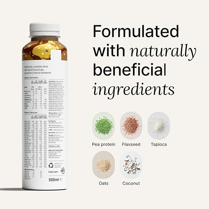 Huel Ready-to-Drink | Salted Caramel Meal Replacement Drink | High Protein Drink | Nutritionally Complete, Low Sugar, High Fiber, Plant Based, Vegan, Healthy | 22g Protein Per Bottle, 16.9 Fl Oz (12 Pack)-FlexoryFit
