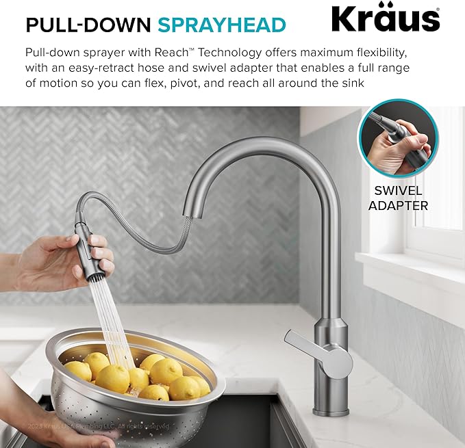 KRAUS Oletto Touchless Sensor Pull-Down Single Handle Kitchen Faucet in Spot-Free Antique Champagne Bronze, KSF-2830SFACB