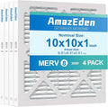 10x10x1 Air Filter (4-Pack) MERV 8 MPR 600 HVAC AC Furnace Pleated Filters Dust Defense Replacement for Home (Exact Dimensions: 9.81x9.81x0.81 Inches)