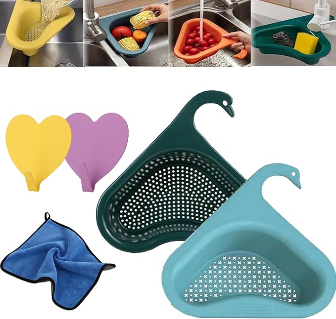 Faucet Hanging Filter Basket for Kitchen Sink, Faucet Hanging Filter Basket, Kitchen Sink Drain Basket Swan, Multifunctional Drain Basket for Kitchen Drain Strainer (2 Pcs C)