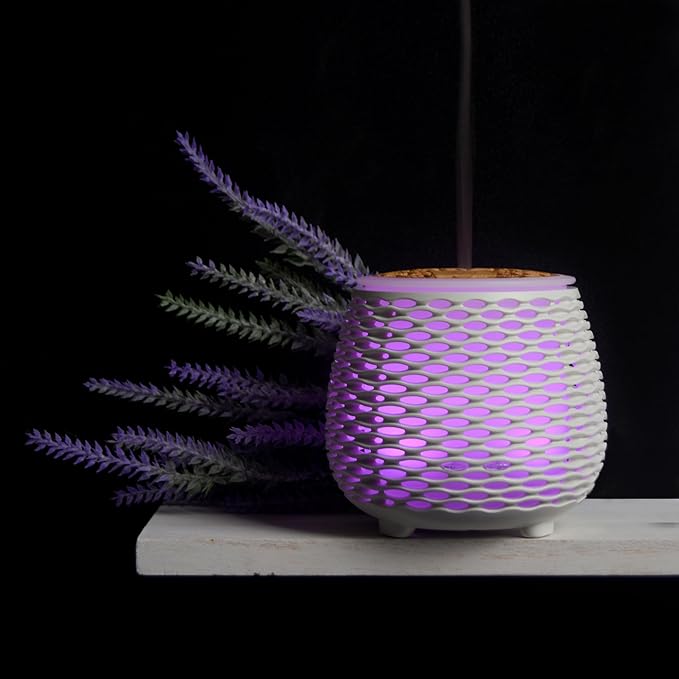 Aromatherapy Essential Oil Wooden Grain Diffuser with Auto Shut-Off Function | Cool Mist Humidifier for Yoga Spa Office Bedroom Home | 120ml (White)