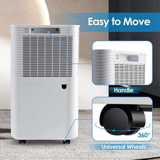 COSTWAY 2,000 Sq. Ft Dehumidifier for Home, 32 Pint Dehumidifier with 3 Modes, 2 Speeds, LED Touch Control Panel, 24H Timer Child Lock & Overflow Protection, Bedroom, Basement