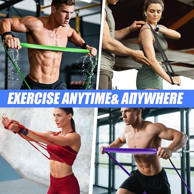 WHATAFIT Resistance Bands, Pull Up Assistance Bands, Exercise Bands, Workout Bands Set for Men and Women Home Fitness, Body Stretching, Strength Training, Physical Therapy-FlexoryFit