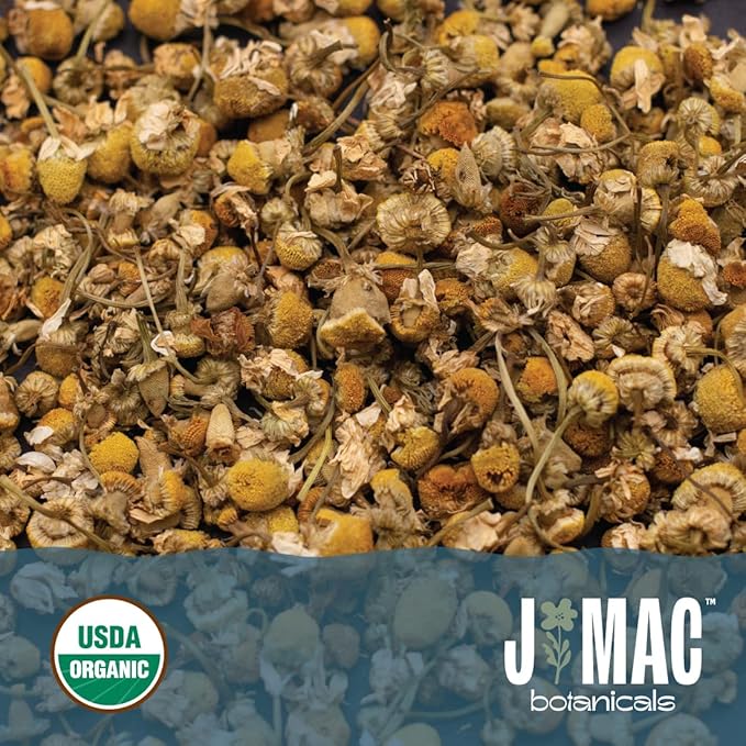 J Mac Botanicals, Organic Chamomile Flowers (1 pound), Certified USDA Organic. Whole Dried Chamomile Flower, Loose Leaf Tea-FlexoryFit