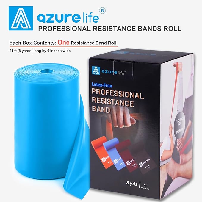 Professional 8 Yards Bulk Resistance Bands Rolls or 5,6,7 ft. Long Non-Latex Elastic Exercise Bands, Stretch Bands for PT, Yoga, Pilates, Rehab, at-Home or The Gym Workouts-FlexoryFit