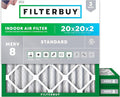 Filterbuy 20x20x2 Air Filter MERV 8 (MPR 700) Dust Defense Replacement (3-Pack), Electrostatic Pleated HVAC AC Furnace Filters, Made in USA (Actual Size: 19.50 x 19.50 x 1.75)