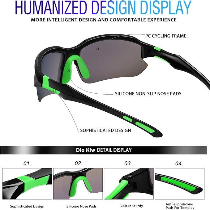 Sports Polarized Sunglasses for Men Cycling Running Fishing UV Protection Sun Glasses Lightweight Half Frame Goggles