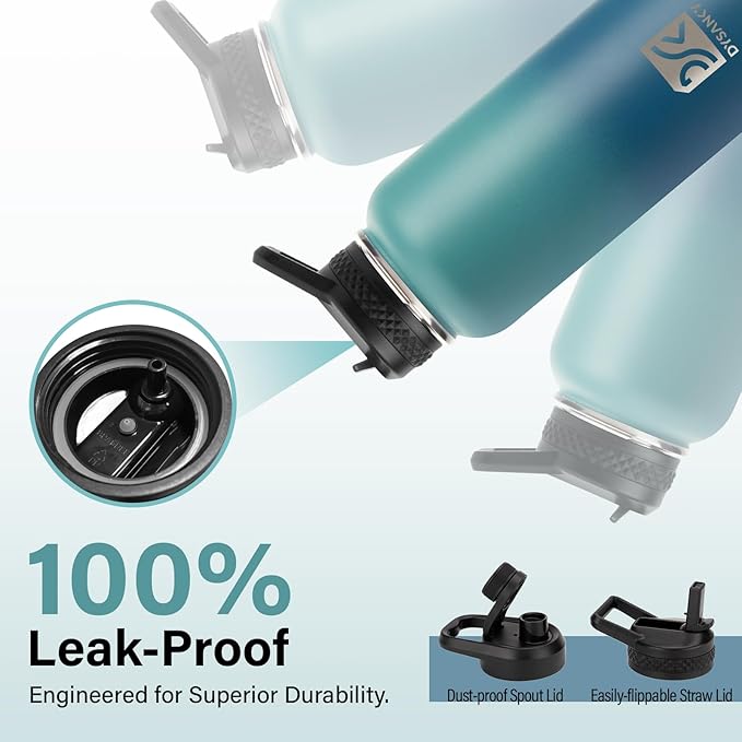 Insulated Water Bottle | Thickened Stainless Steel Vacuum Metal | Portable Sports Water Jug for Gym and Hiking with Straw, Carrier Bag, Handle Strap | BPA-Free 32 oz-FlexoryFit