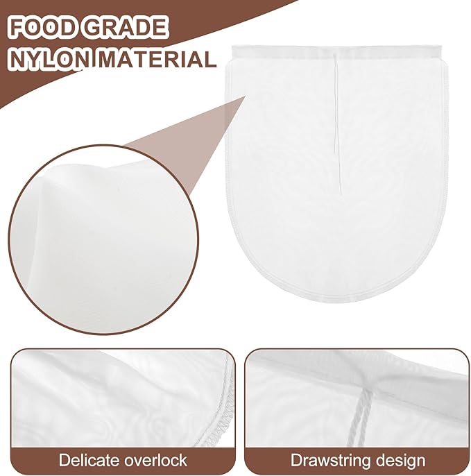 Cheese Bags, 6 Pack 12" x 10" Nylon Reusable Fine Mesh Cheesecloth Strainer Nut Tea Beer Juice Filter Cloth for Cold Brew Coffee Yogurt Almond Soy Oat Milk