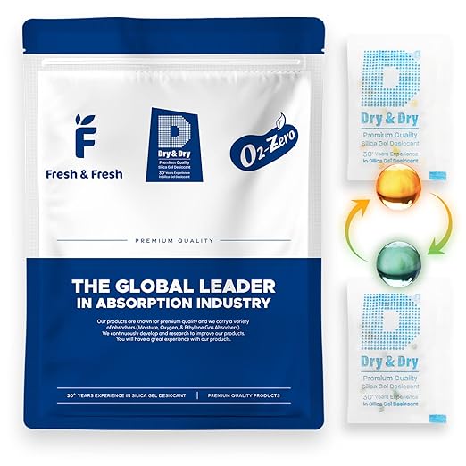 Dry & Dry Premium Orange Indicating Silica Gel Packets Desiccants - Food Safe Silica Gel Packets - Orange - 300 Packets (5 Gram)