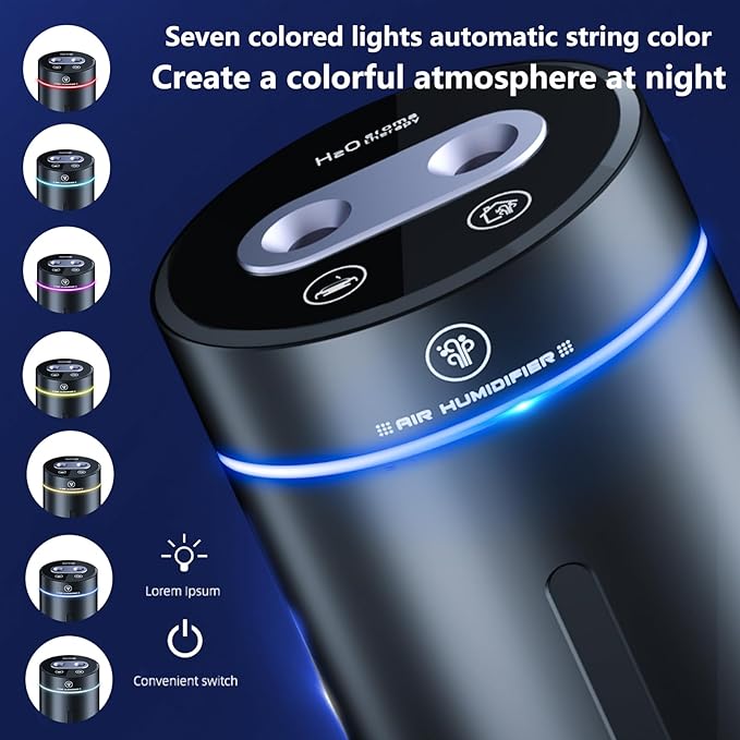 Smart Car Air Fresheners Rechargeable Ultrasonic Atomized Refreshing Experience Contains 4 Bottles of 10ml French Natural Fragrance Adjustable Concentration Auto On/Off Use in Car or Home(Purple)