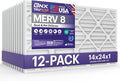 BNX TruFilter 14x24x1 Air Filter MERV 8 (12-Pack) - MADE IN USA – Dust & Pet Defense Air Conditioner HVAC AC Furnace Filters for Dust, Pet, Mold, Pollen MPR 600 – 700 & FPR 5