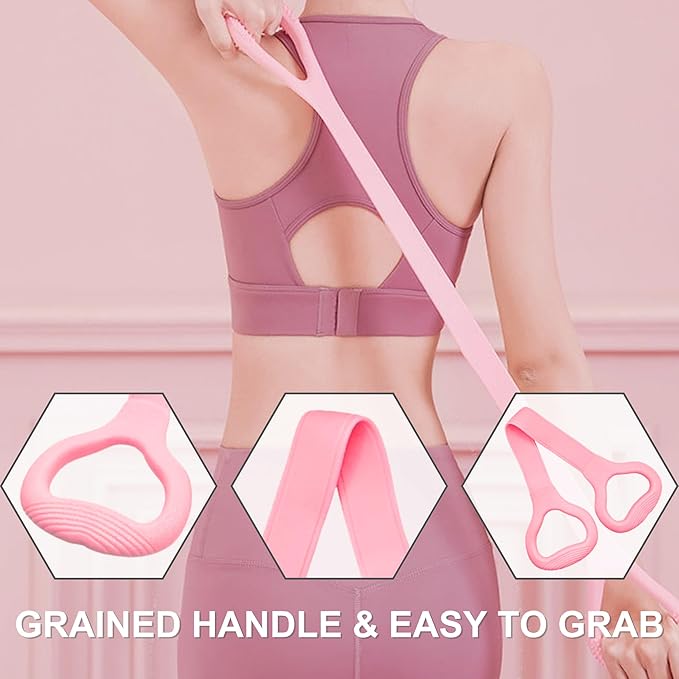 LEZER Figure 8 Resistance Band, Fitness Elastic Rope, Execrise Workout for Arm, Back, Chest and Shoulder, Yoga, Pilates, Stretching, Physical Therapy Equipment-FlexoryFit