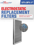 12x20x1 Electrostatic Air Filter, MERV 8, Washable, Reusable Furnace AC/HVAC Filter, Energy Saving, Easy to Clean, Long-Lasting by LifeSupplyUSA